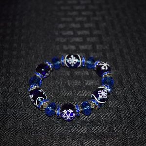 beaded blue snowflake winter bracelet